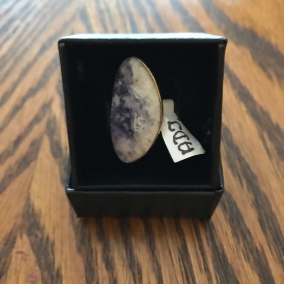 New Sterling Silver Adjustable Purple Wonky Morado Violet Flame Opal Ring Sz 7.5 - Picture 12 of 16